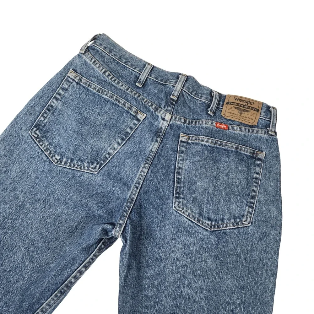 Wrangler Mens Regular Fit Straight Leg Jeans Medium Wash Blue 34x30 96501DS